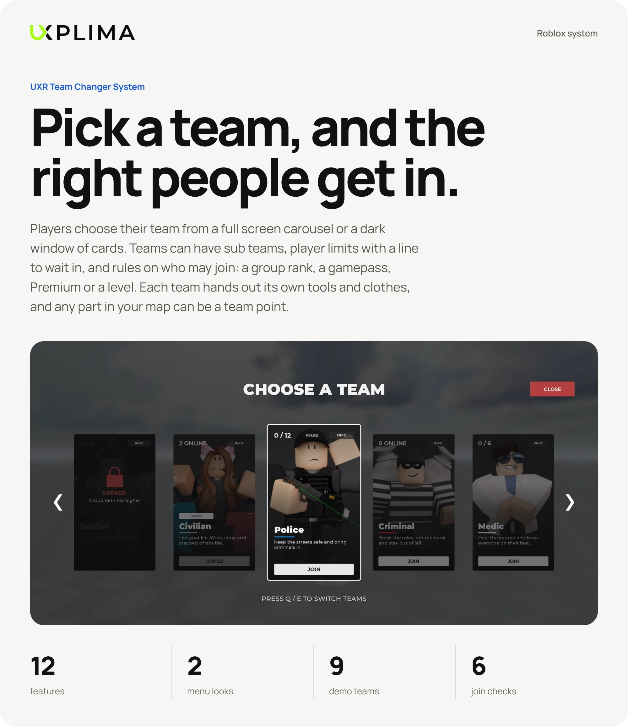 UXR Team Changer System