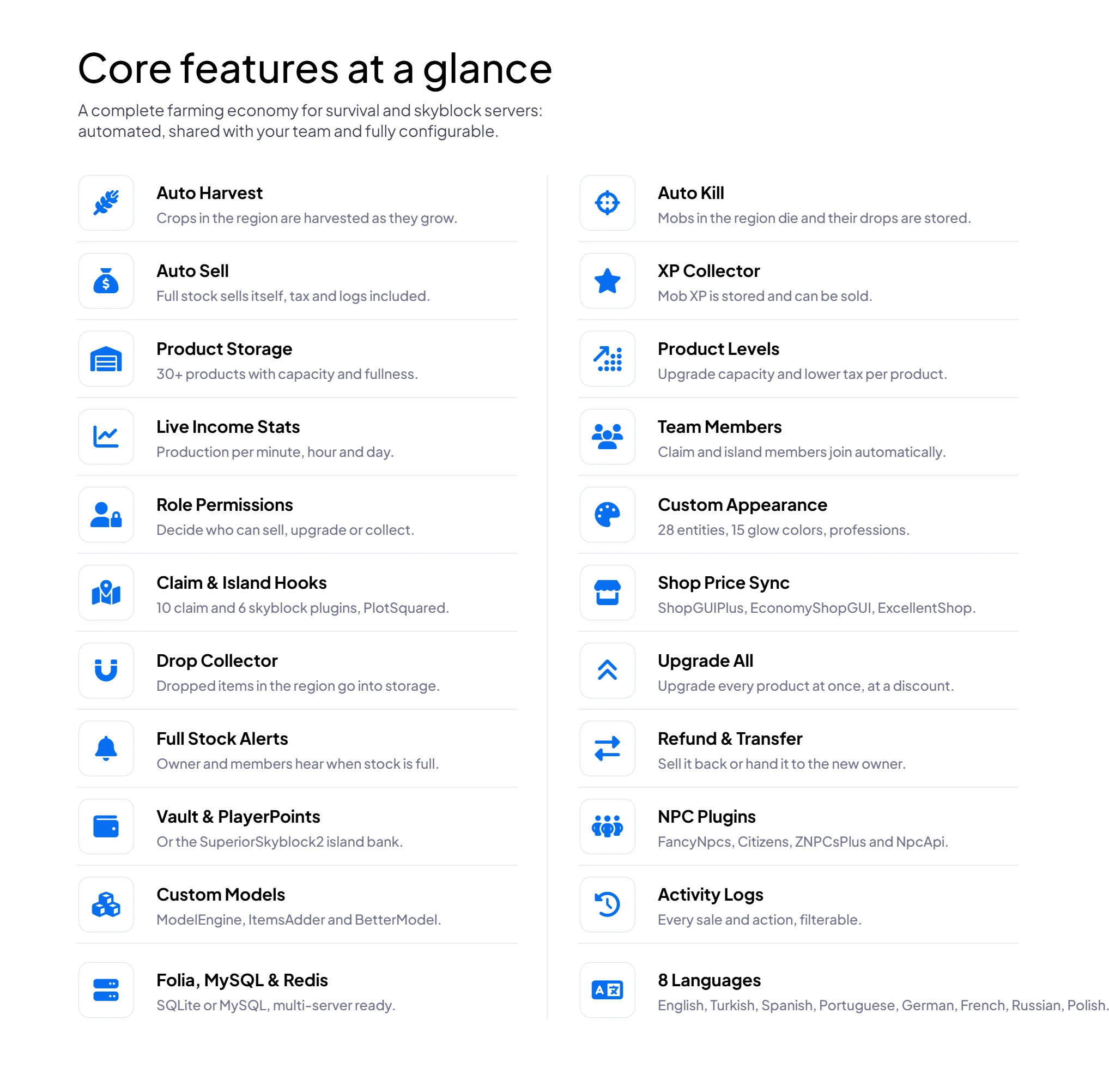 uxmFarmer features