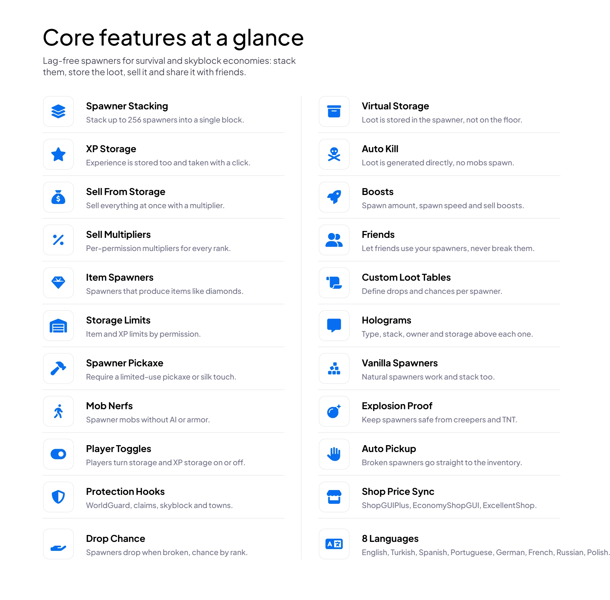 uxmSpawners features